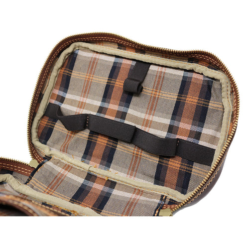 Floto Italian Positano leather drop bottom dopp travel kit bag brown inside 3